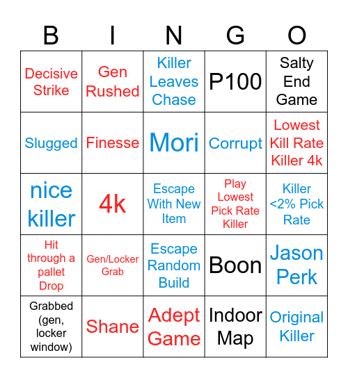 Dead by Daylight (1) Bingo Card
