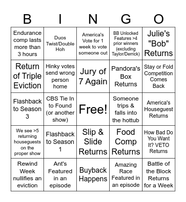 BB28 BINGO Card