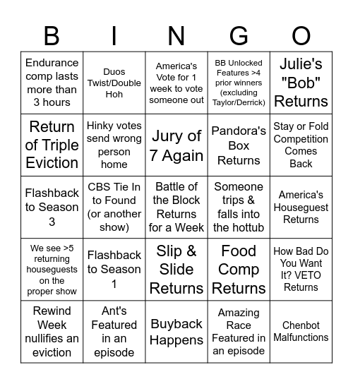 BB28 BINGO Card