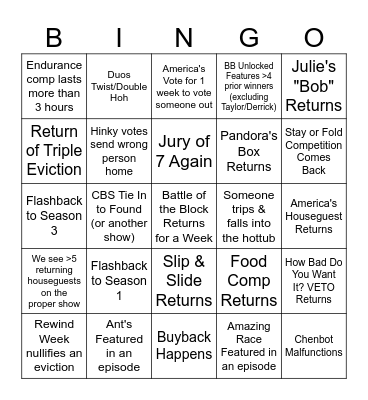 BB28 BINGO Card