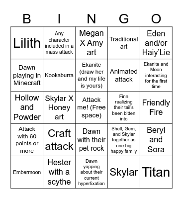 Art Fight Bingo! Bingo Card