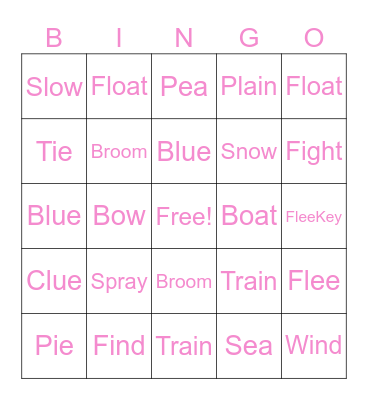 Long Vowel Bingo Card