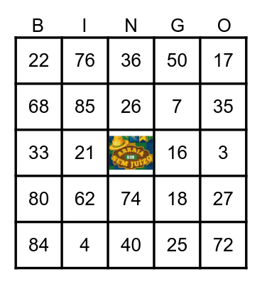 Bingo dos Sem juizo Bingo Card