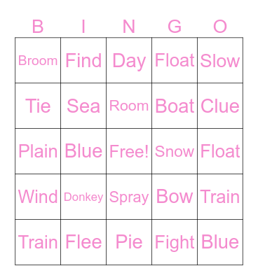 Long Vowel Bingo Card