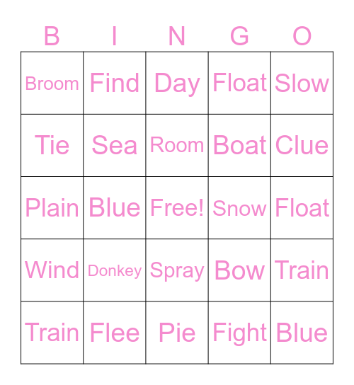 Long Vowel Bingo Card