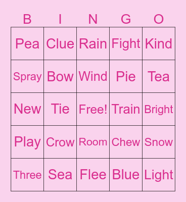 Long Vowel Bingo Card