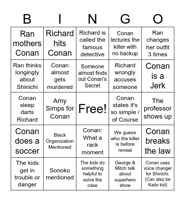 Detective Conan Bingo Card