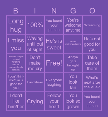 Callie’s LOVE-ISLAND bingo Card