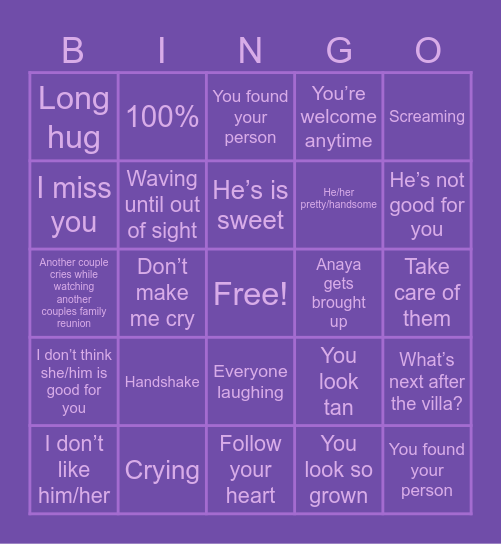 Callie’s LOVE-ISLAND bingo Card