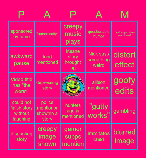 Papa Meat Bingo Card