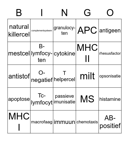 Afweer Bingo Card