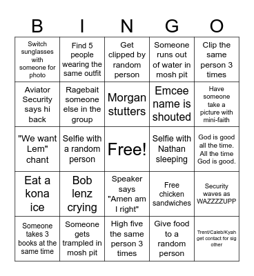 Lifest 2026 Bingo Card