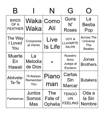 Cami 22 Bingo Card