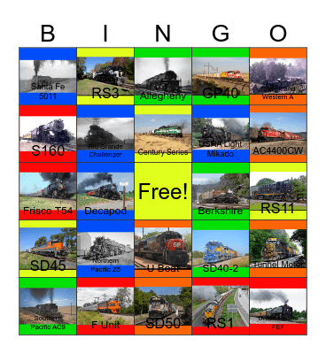 North American Freight Engines that I would like to read with my friend Carmen one day Bingo Card
