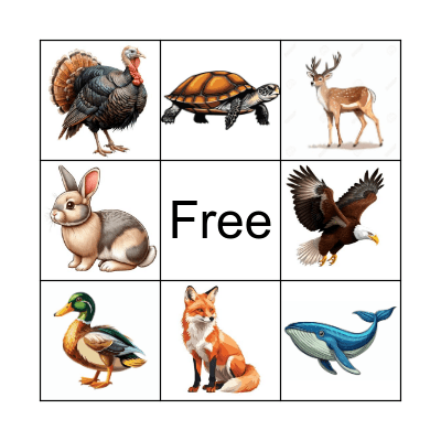 Animal Bingo Card