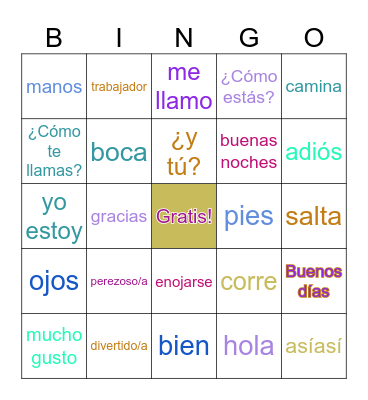 SPANISH GREETINGS Bingo Card
