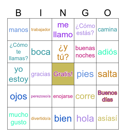 SPANISH GREETINGS Bingo Card