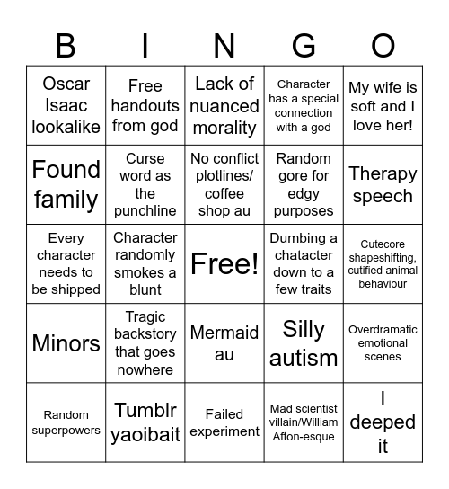 Emery Bingo Card