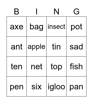 Alphabet Bingo Card