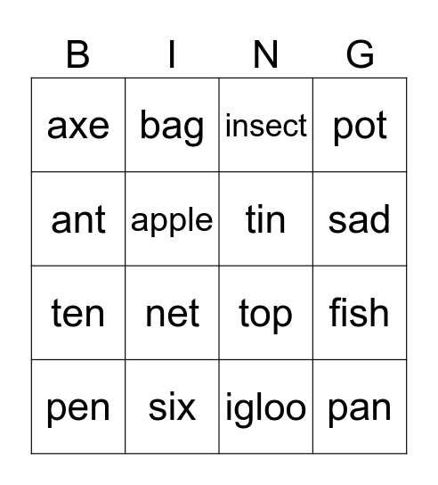 Alphabet Bingo Card