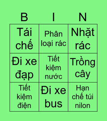 Bảo vệ môi trường Bingo Card