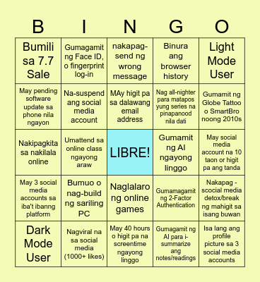 LCFILIA-Group 6 Bingo Card