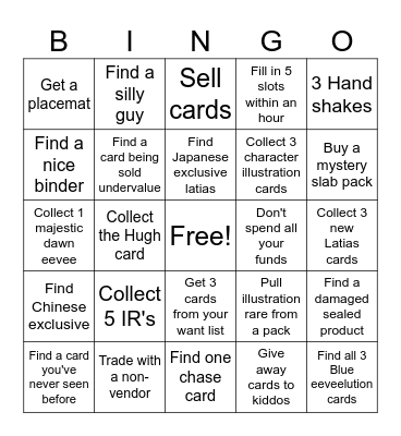 CollectX Card Show Bingo Card