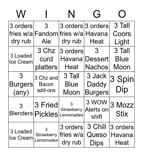 Kaneohe Bingo Card