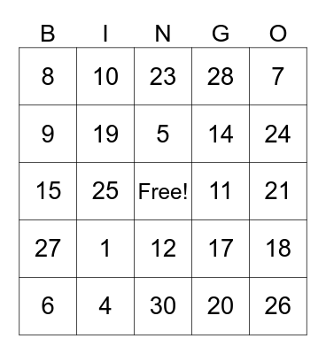 Untitled Bingo Card