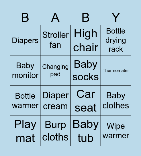 BABY SHOWER BINGO Card