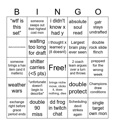 Batcave Draft Bingo Card