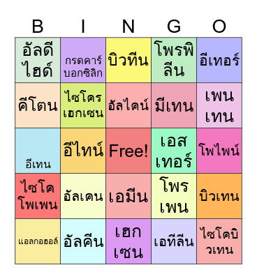 Bingo ของภวิภา Bingo Card