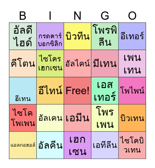 Bingo ของภวิภา Bingo Card