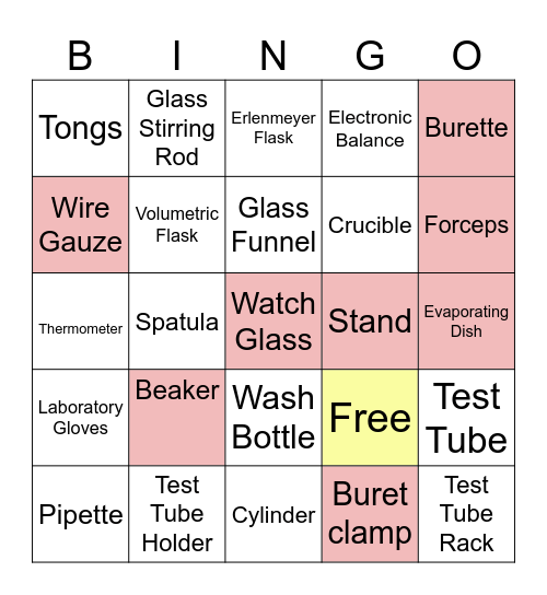 Bingo อุปกรณ์เคมีหรรษา 🧪 Bingo Card