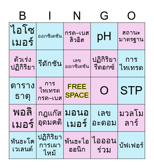🎉 BINGO เคมี สนุก คิด วิเคราะห์ Bingo Card