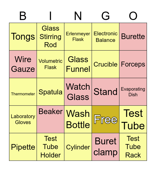 Bingo อุปกรณ์เคมีหรรษา 🧪 Bingo Card