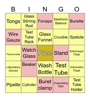 Bingo อุปกรณ์เคมีหรรษา 🧪 Bingo Card