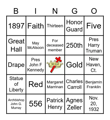 Daughters of Isabella Bingo Card