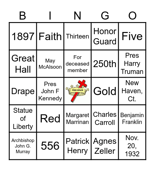 Daughters of Isabella Bingo Card