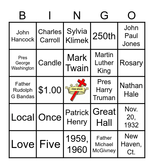 Daughters of Isabella Bingo Card