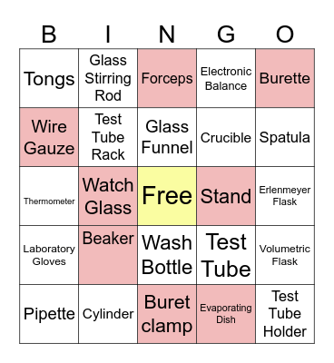 Bingo อุปกรณ์เคมีหรรษา 🧪 Bingo Card