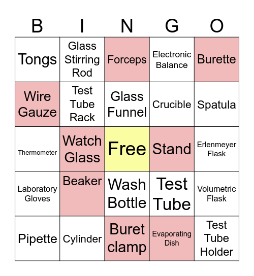 Bingo อุปกรณ์เคมีหรรษา 🧪 Bingo Card