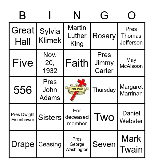 Daughters of Isabella Bingo Card