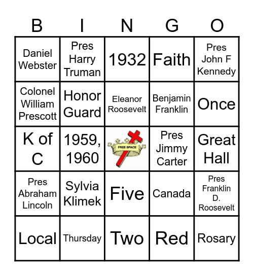 Daughters of Isabella Bingo Card