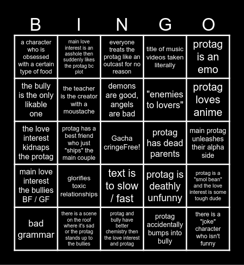 Gacha mini movie bingo Card