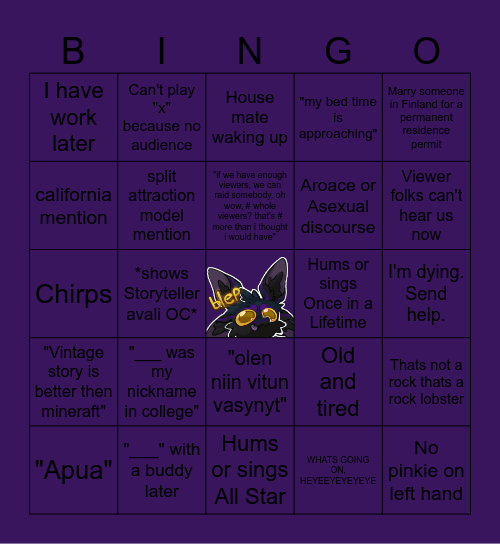 StorytellerWMD Bingo Card