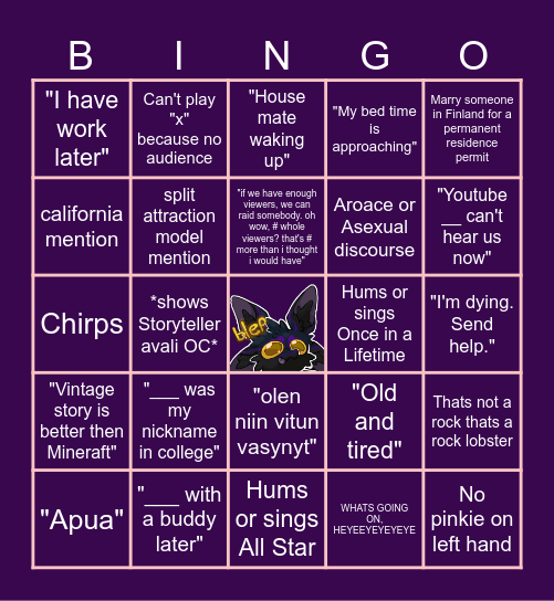 StorytellerWMD Bingo Card