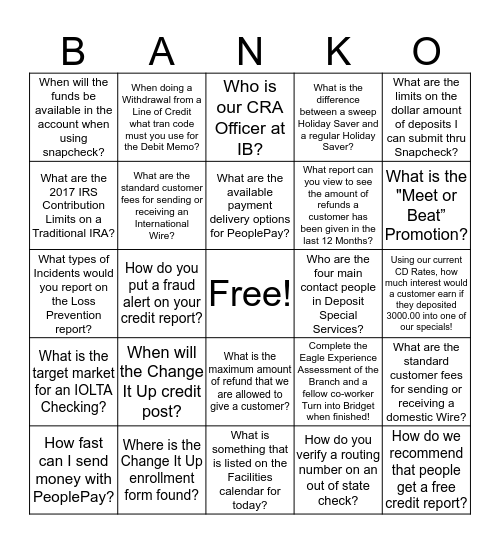 Scavenger Hunt BANKO Bingo Card