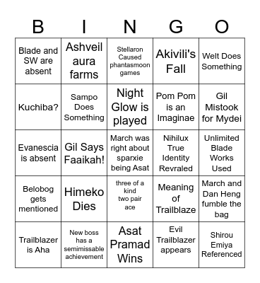 HSR 4.4 Bingo Card