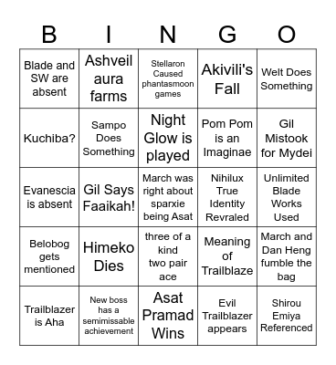 HSR 4.4 Bingo Card